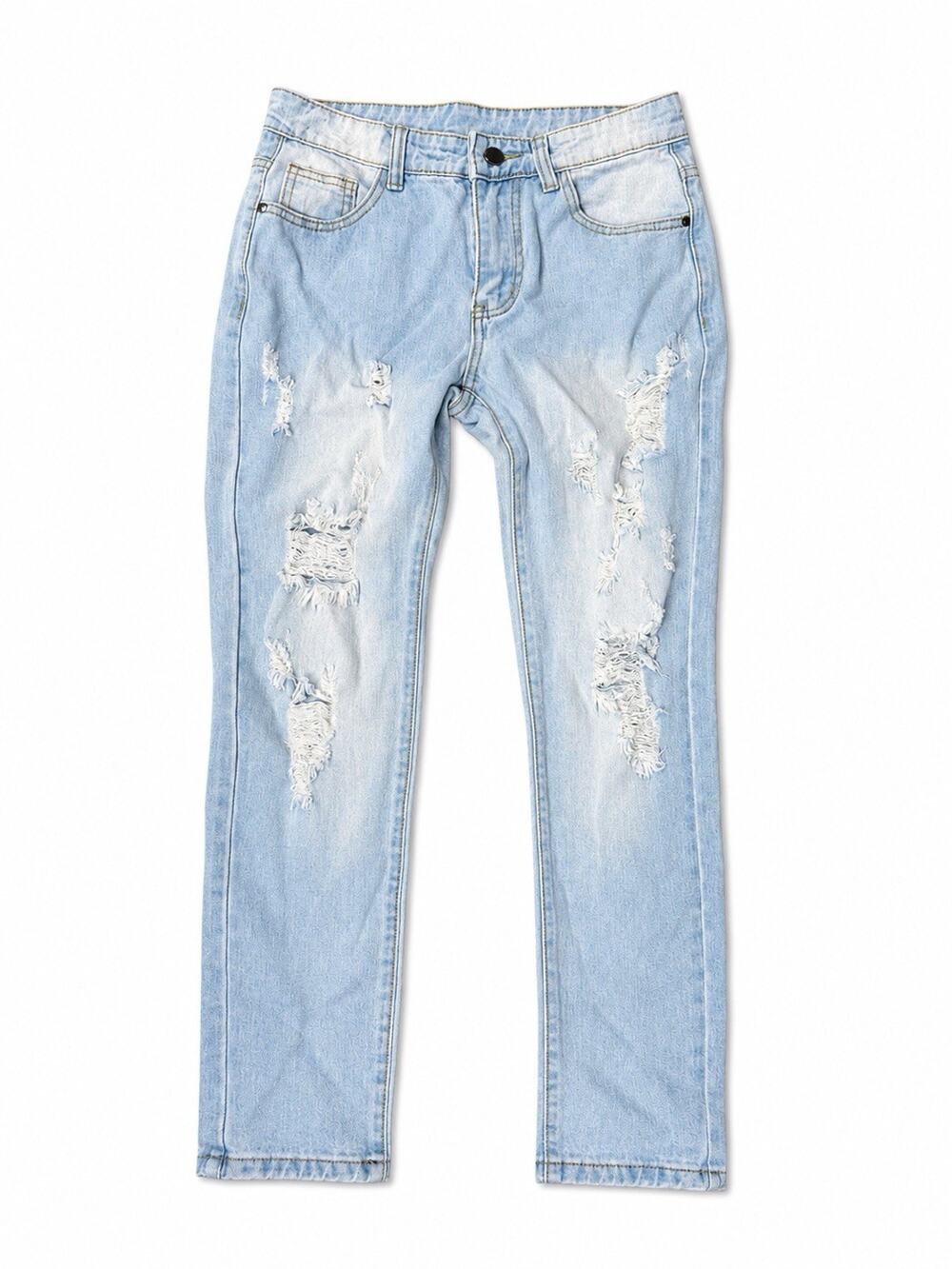 Light Wash Distressed Skinny Jeans Girls 26x24